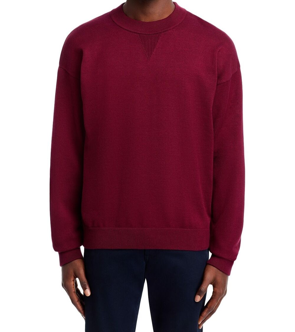 HUGO BOSS Sweater Mens Large Burgundy Pullover Crew Knit 100% Cotton SWART $158